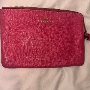 Coach Fuchsia Leather Wristlet
